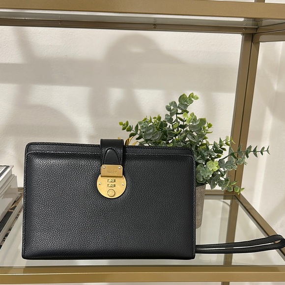 Bally Black Leather Clutch with Gold Accents - Picture 4 of 14